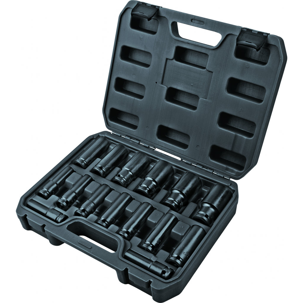 Вложки ударни удължени 1/2"Dr сет 15бр 10-32mm Cr-Mo Topmaster Professional