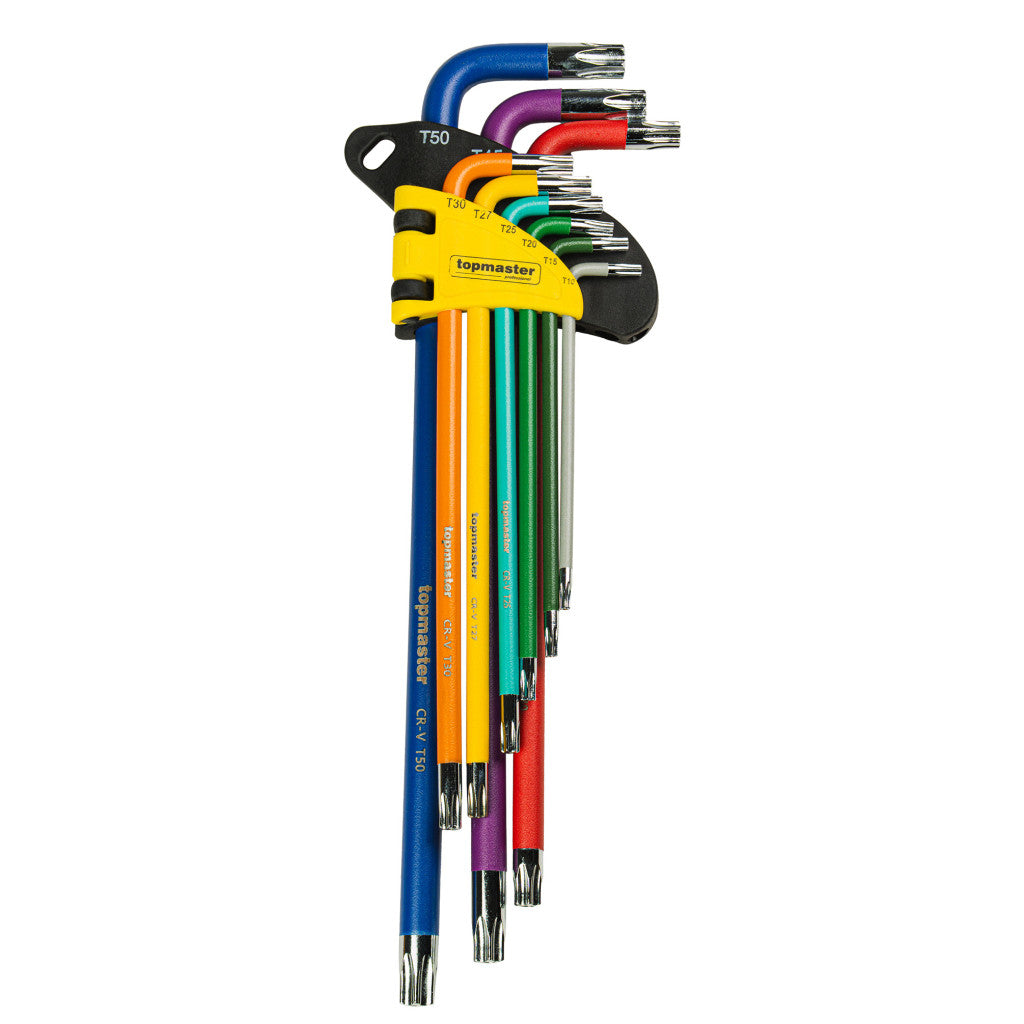 Шестограми цветни торкс отвор к-т TT10-50 9бр дълги CR-V Topmaster Professional – Top Master Pro