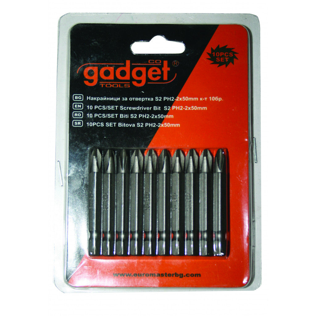 Накрайници за отвертка S2 PH-2x50mm к-т 10 бр. GADGET – Gadget