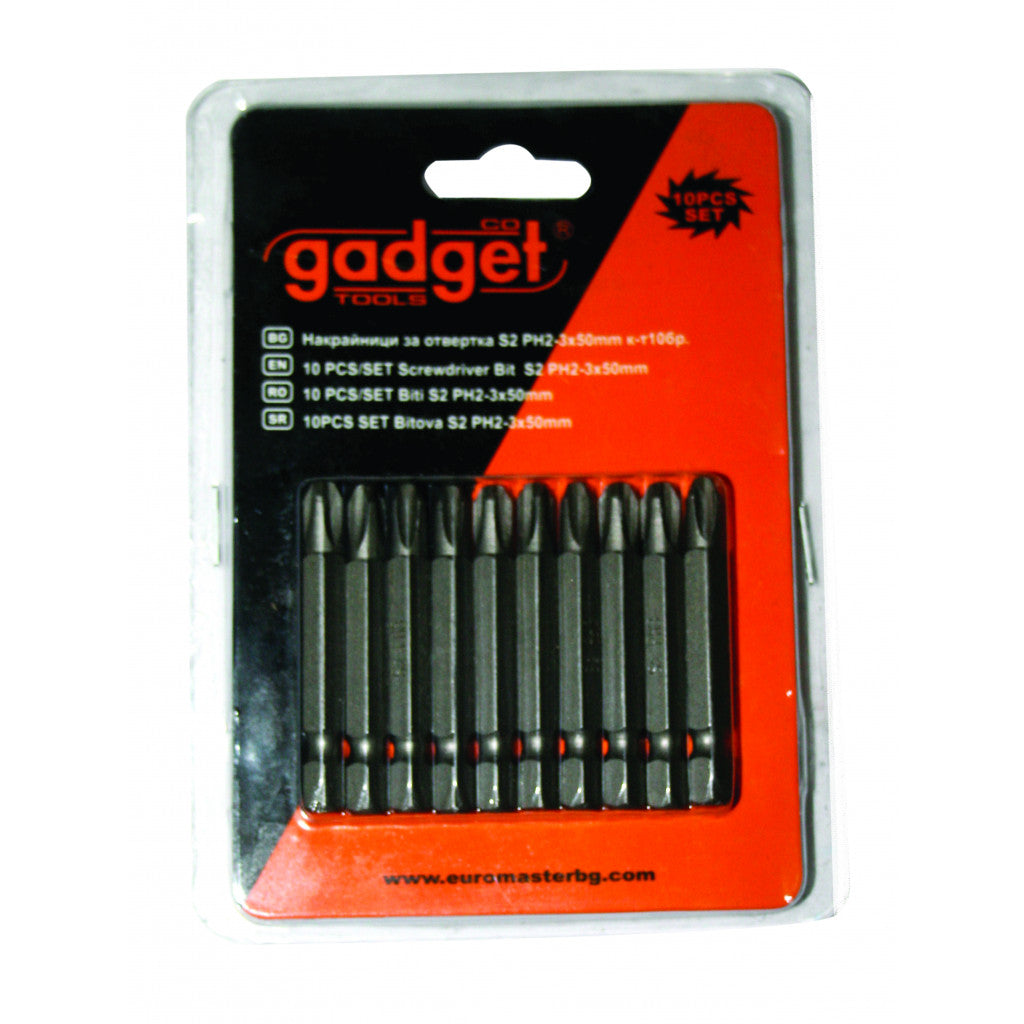 Накрайници за отвертка S2 PH-3x50mm к-т 10 бр. GADGET – Gadget