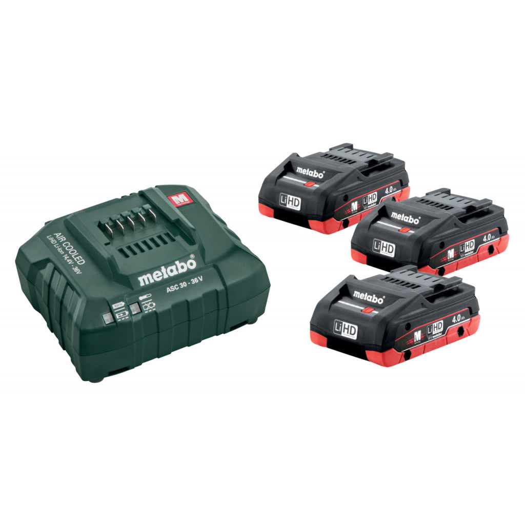 Базов комплект акумулатори 18V ASC 30-36 + 3x4.0 Ah LiHD – Metabo
