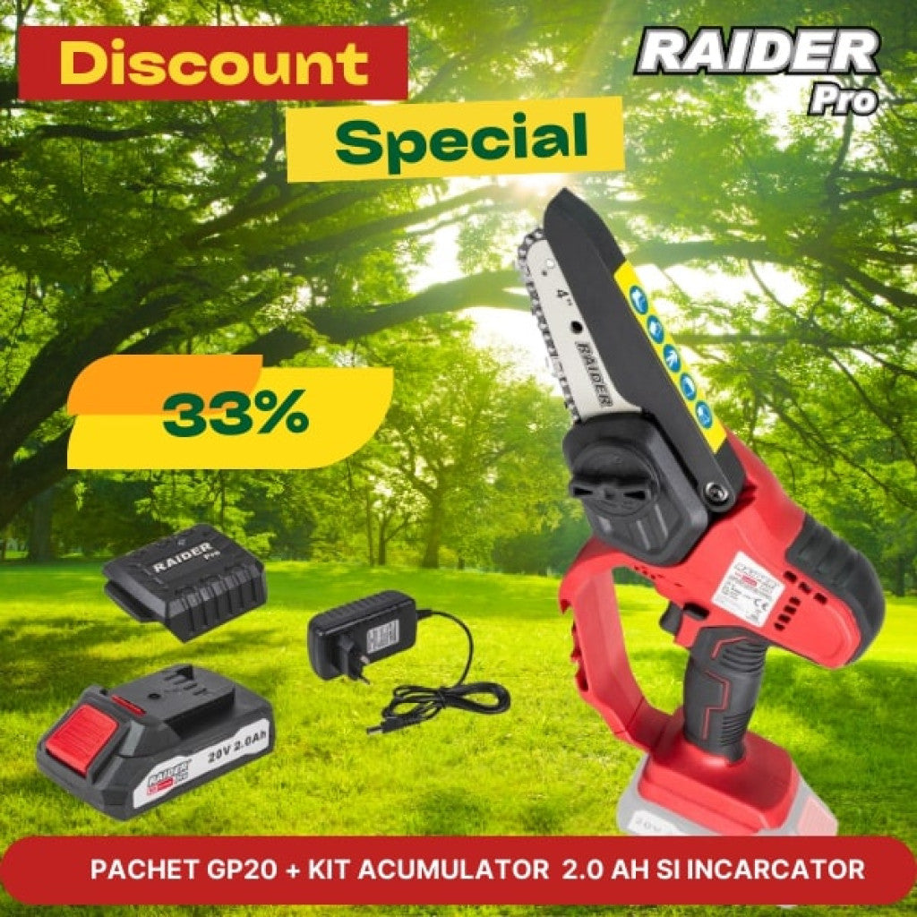 Pachet promo - RDP-GP20 & Set incarcator si baterie 2Ah Raider Pro - BGShopping.net