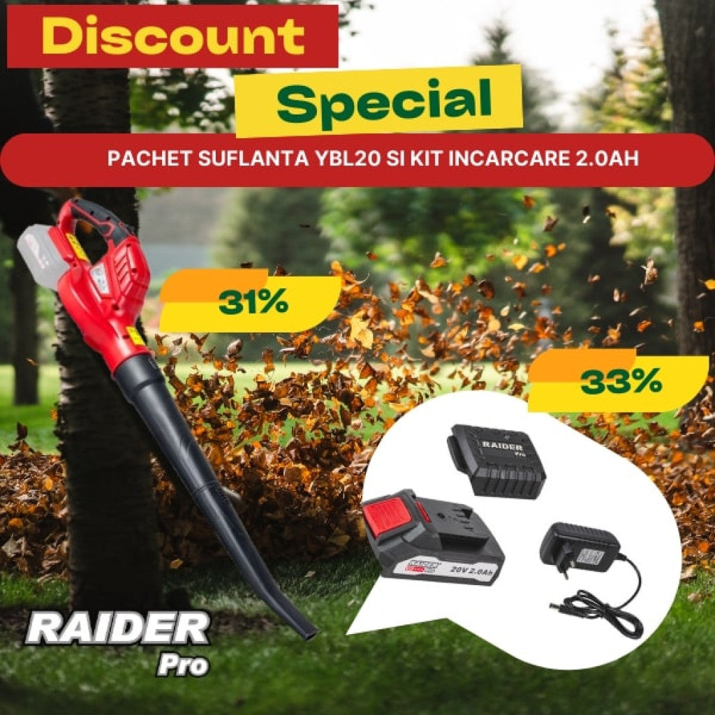 Pachet promo - RDP-YBL20 & Set incarcator si baterie 2Ah Raider Pro - BGShopping.net