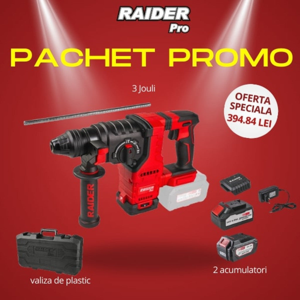 Pachet promo - RDP-BBRH20 & Set incarcator si 2 baterii 4Ah Raider Pro - BGShopping.net