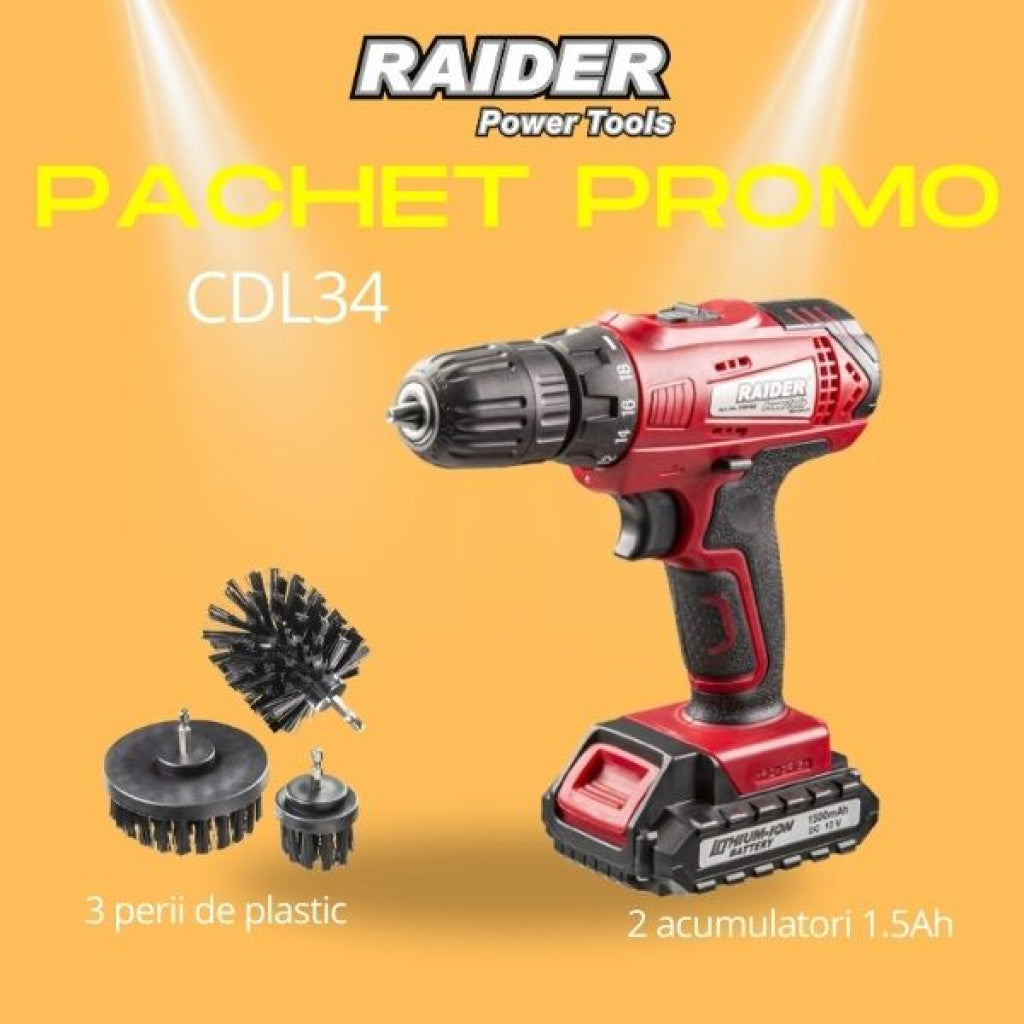 Pachet promo - 2 buc.RD-CDL34 & Set 3 perii HEX 1/4" Raider Pro - BGShopping.net