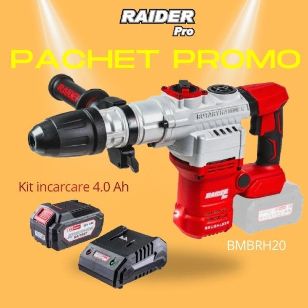Pachet promo - RDP-BMBRH20 & Set incarcator si baterie 4Ah Raider Pro - BGShopping.net