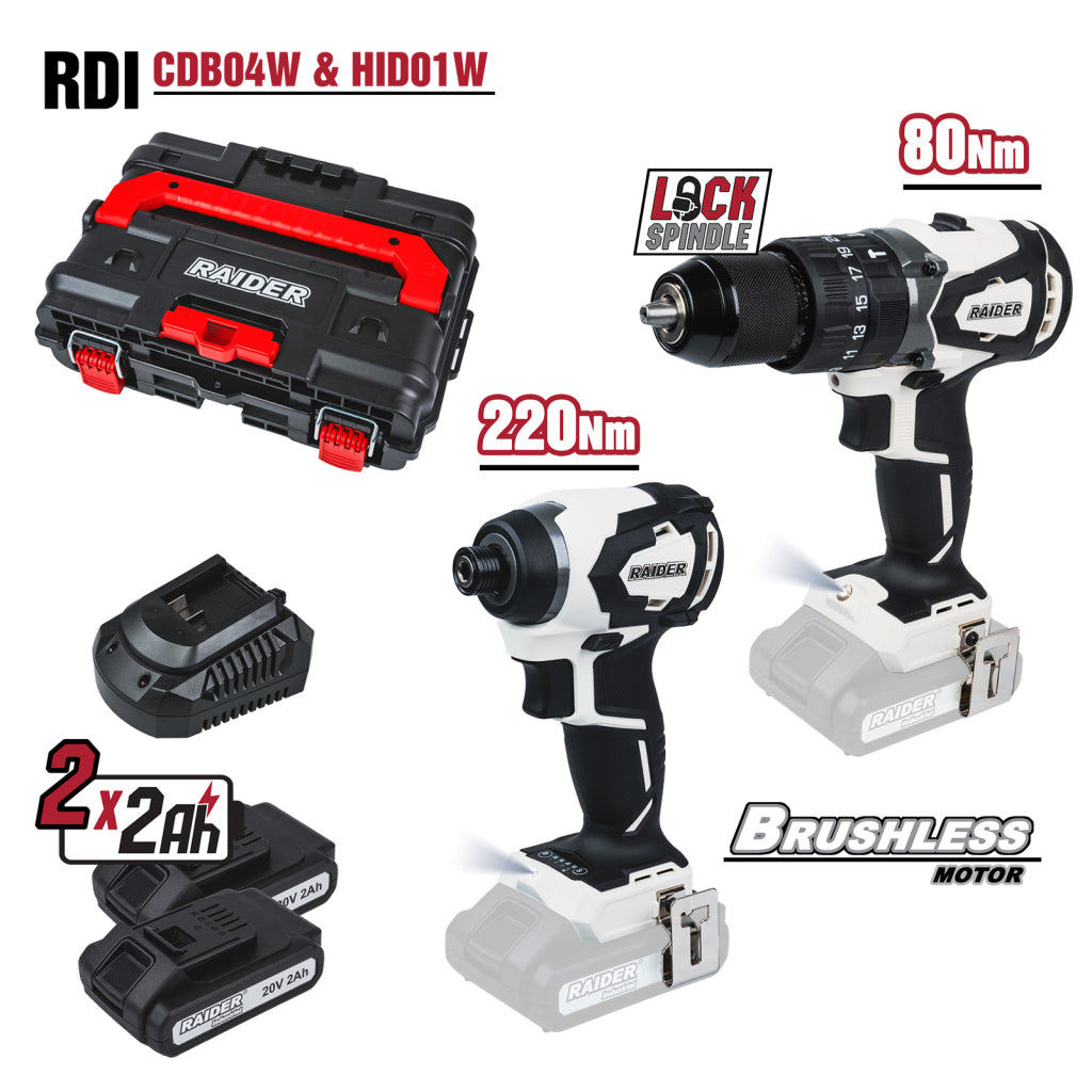 Бормашина & Винтоверт безчеткови RDI-CDB04W&HID01W 2x2AhCase - снимка 2