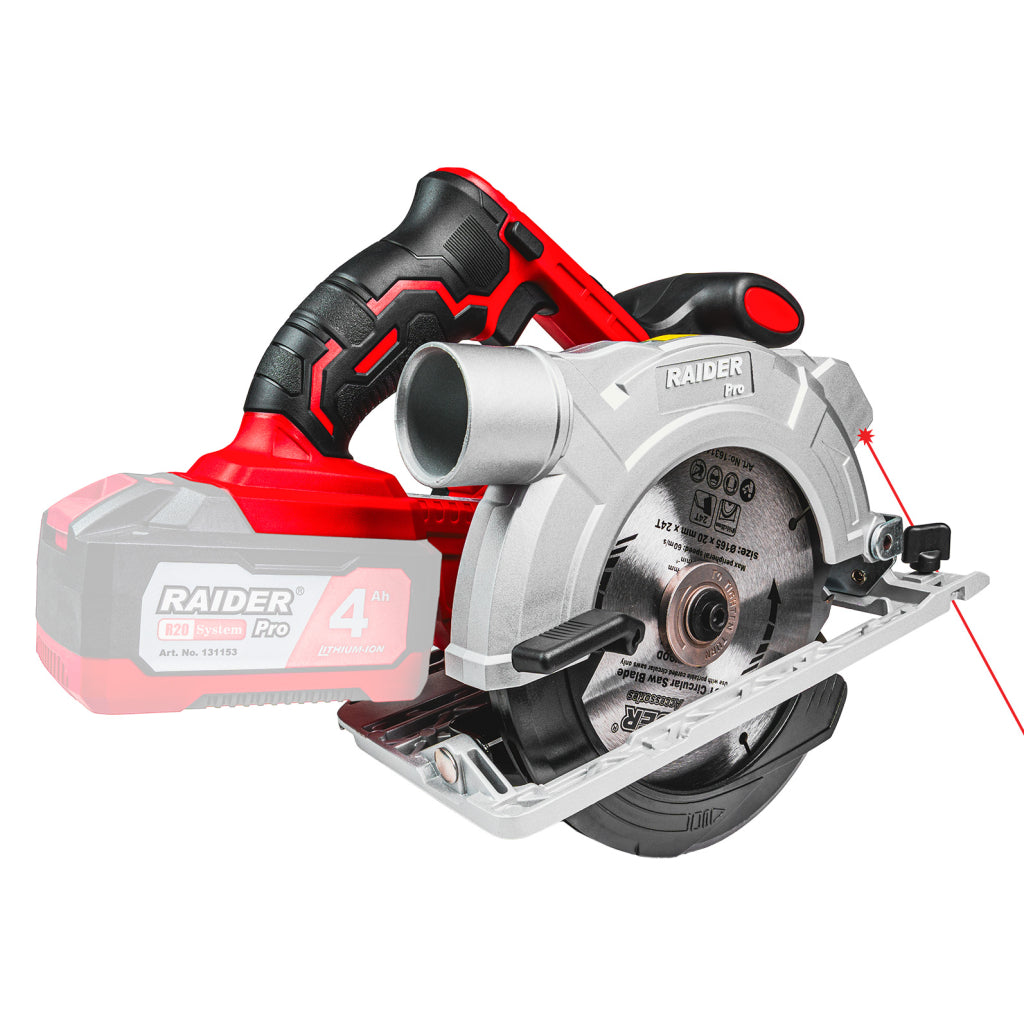 R20 Циркуляр акум. ø165x20mm 4200min-1 лазер RAIDER PRO RDP-SCS20 - снимка 2