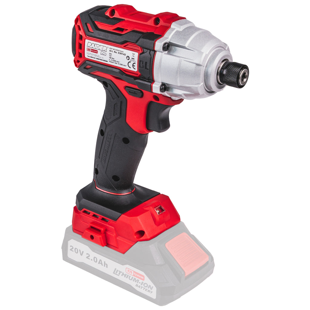 R20 Винтоверт ударен безч. Hex1/4"180Nm LED Solo RAIDER PRO RDP-BCHID20 - снимка 2