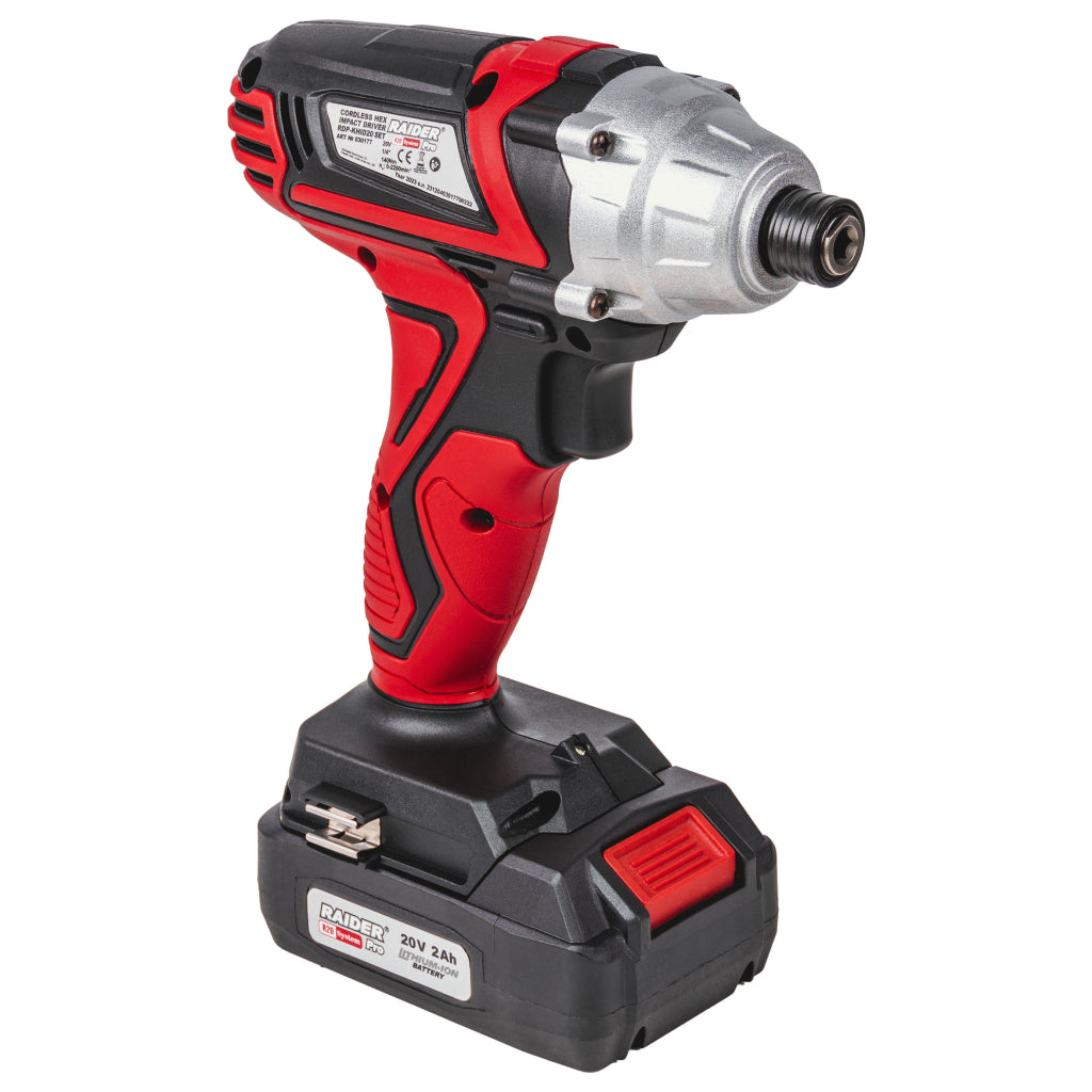 R20 Винтоверт ударен Hex 1/4" 140Nm 2Ah RAIDER PRO RDP-KHID20 - снимка 2
