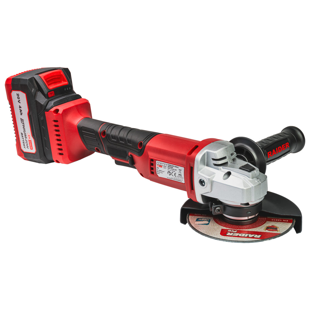 R20 Ъглошлайф Ø125mm 4Ah 2 диска Куфар RAIDER PRO RDP-YAG20 - снимка 2