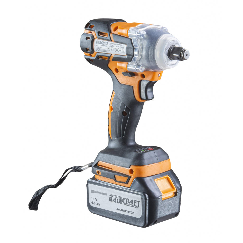 Гайковерт безч. 2-ск. 320Nm 1/2" 18V 4Ah куфар BAUKRAFT BK-BCIW08 - снимка 2