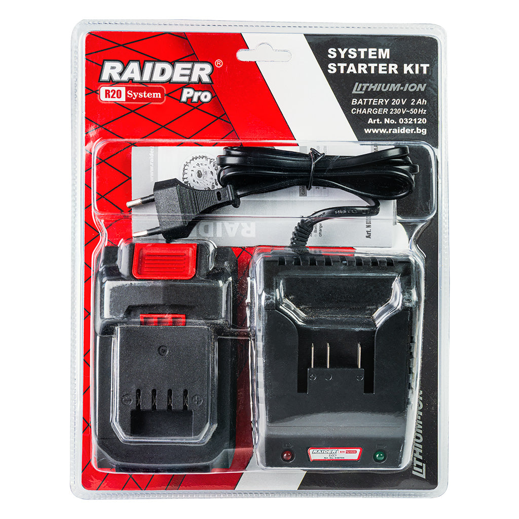 R20 Комплект батерия Li-ion 2Ah и зарядно 1h за RAIDER PRO RDP-R20 - снимка 2