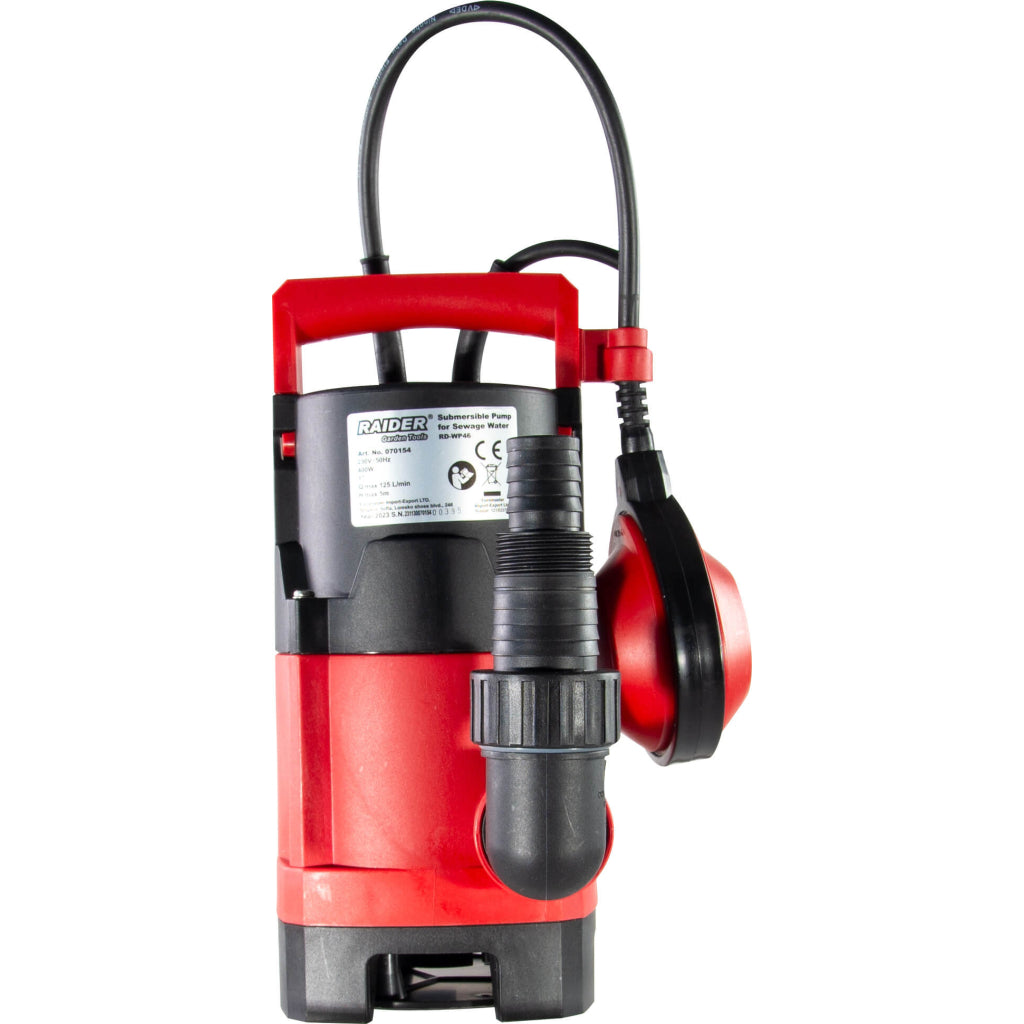 Помпа потопяема за мръсна вода 400W 1" 125L/min 5m RAIDER RD-WP46 - снимка 2