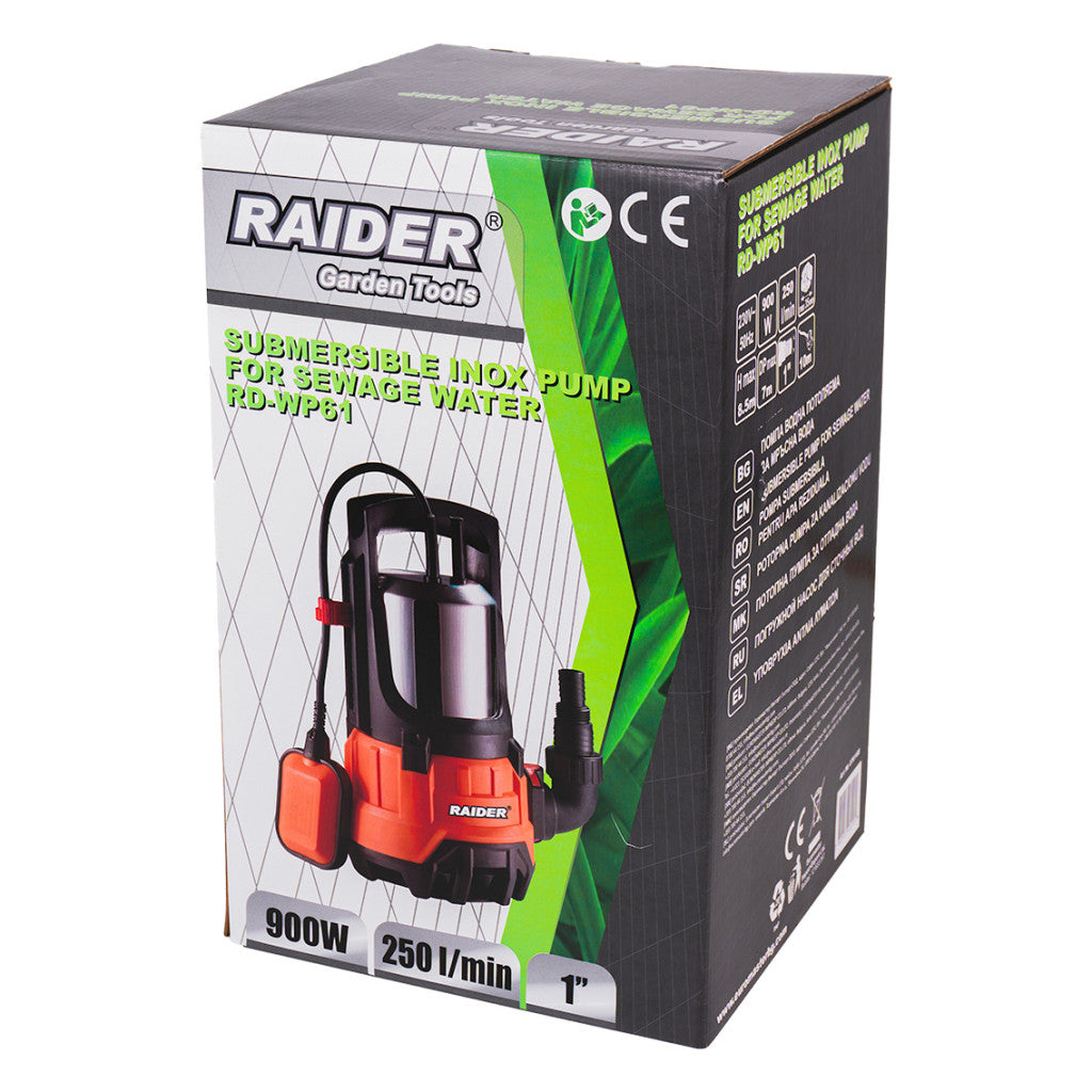 Помпа водна потопяема 900W 1" 250L/min 8,5m INOX RAIDER RD-WP61 - снимка 2