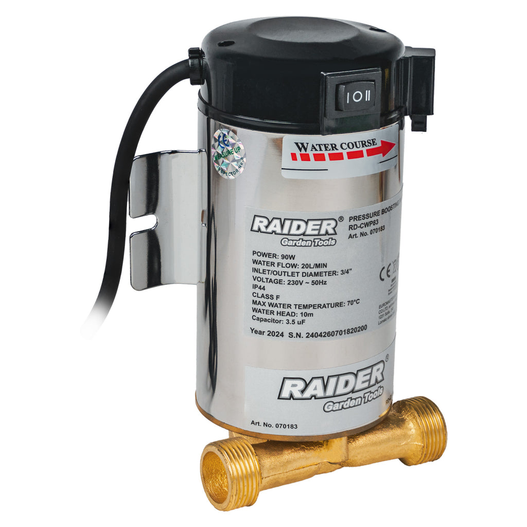 Бустер помпа 90W 3/4" 20L/min 10m INOX RAIDER RD-CWP83 - снимка 2