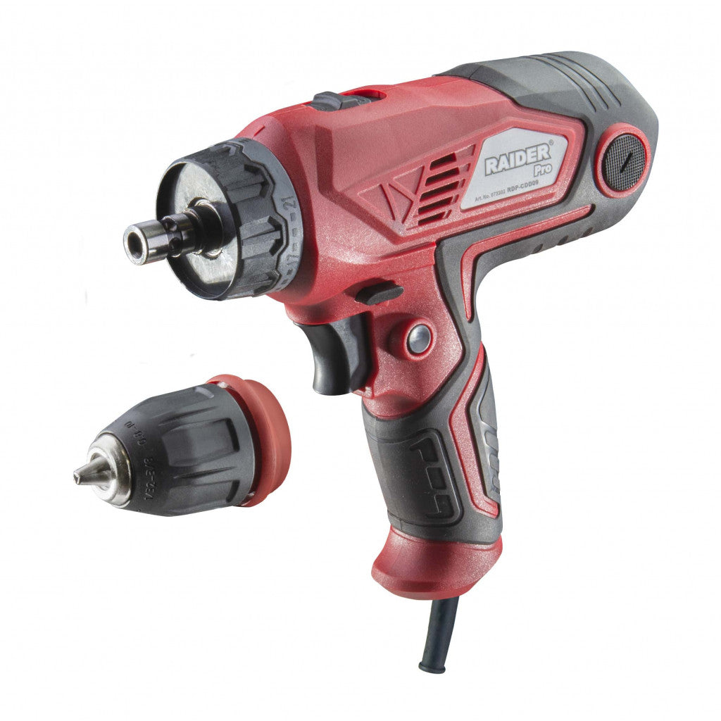 Винтоверт 400W 2-ск. 6m кабел бърза смяна в куфар RAIDER PRO RDP-CDD09 - снимка 2