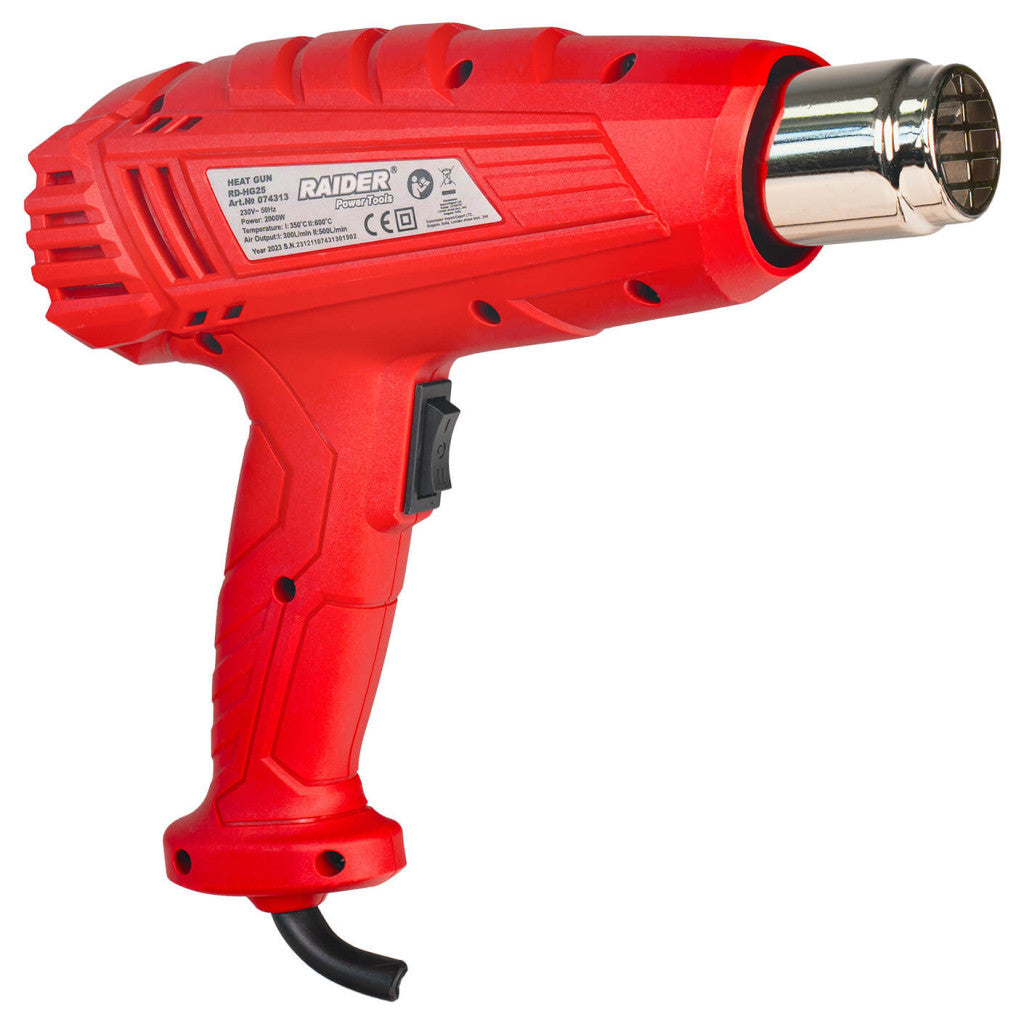 Пистолет за горещ въздух 2000W 2степ. 4 дюзи RAIDER RD-HG25 - снимка 2