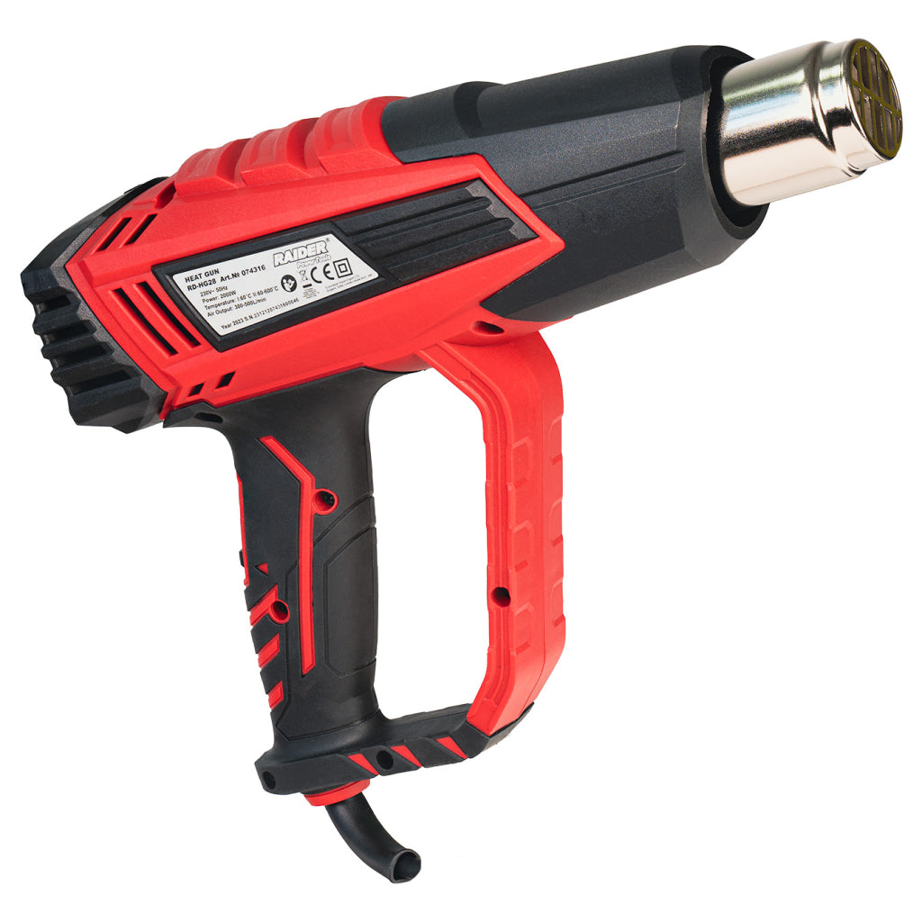 Пистолет за горещ въздух 2000W 2степ. LCD 5ак. куфар RAIDER RD-HG28 - снимка 2