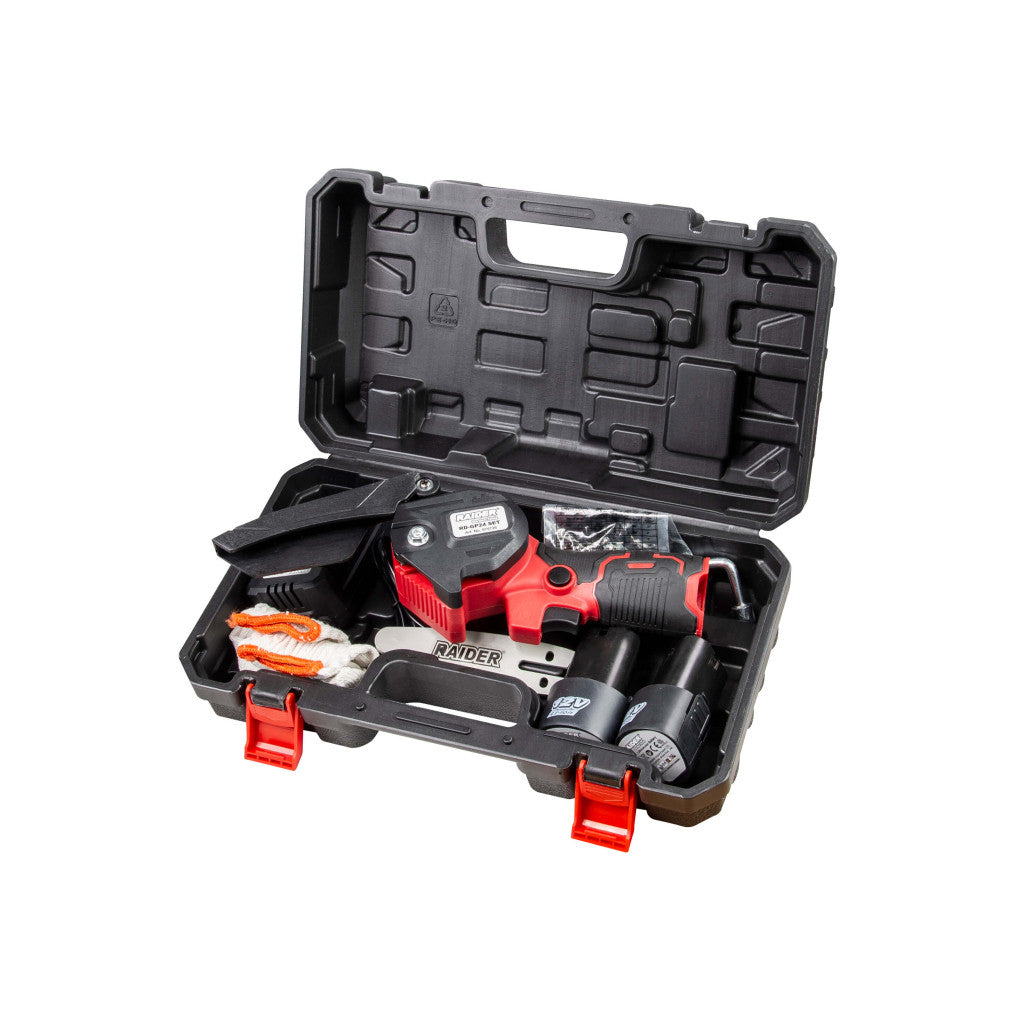 Резачка акум. 12V 100mm 4" 2x2Ah 3 вериги куфар RAIDER RD-GP24 Set - снимка 2