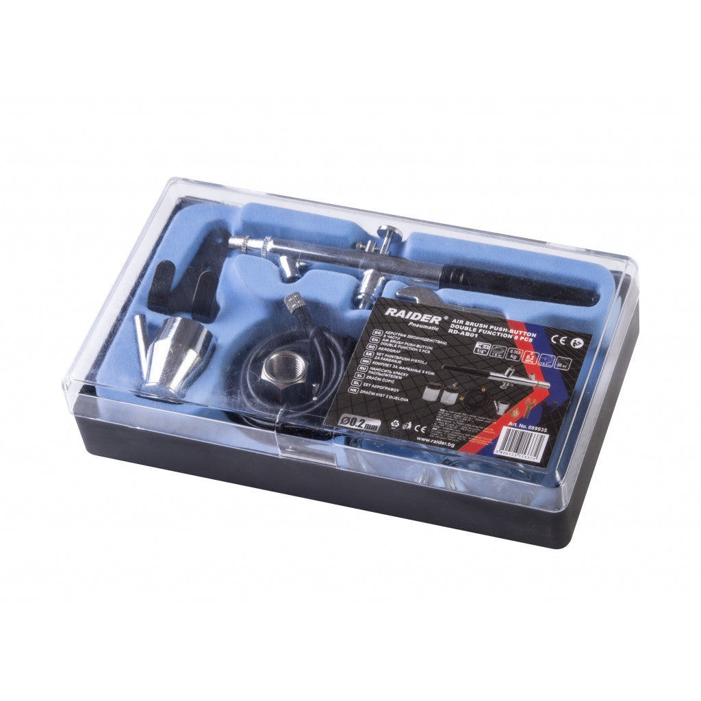 Аерограф двойнодействащ ø0.2mm 8части к-т RAIDER RD-AB01 - снимка 2