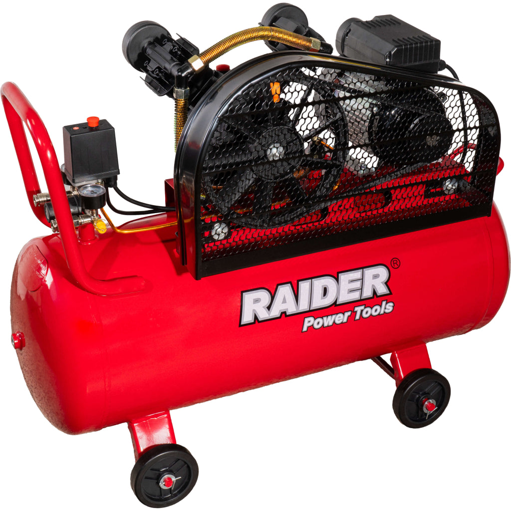 Компресор 100L 1.5kW 170L/min 2цил. ремък RAIDER RD-AC17 - снимка 2