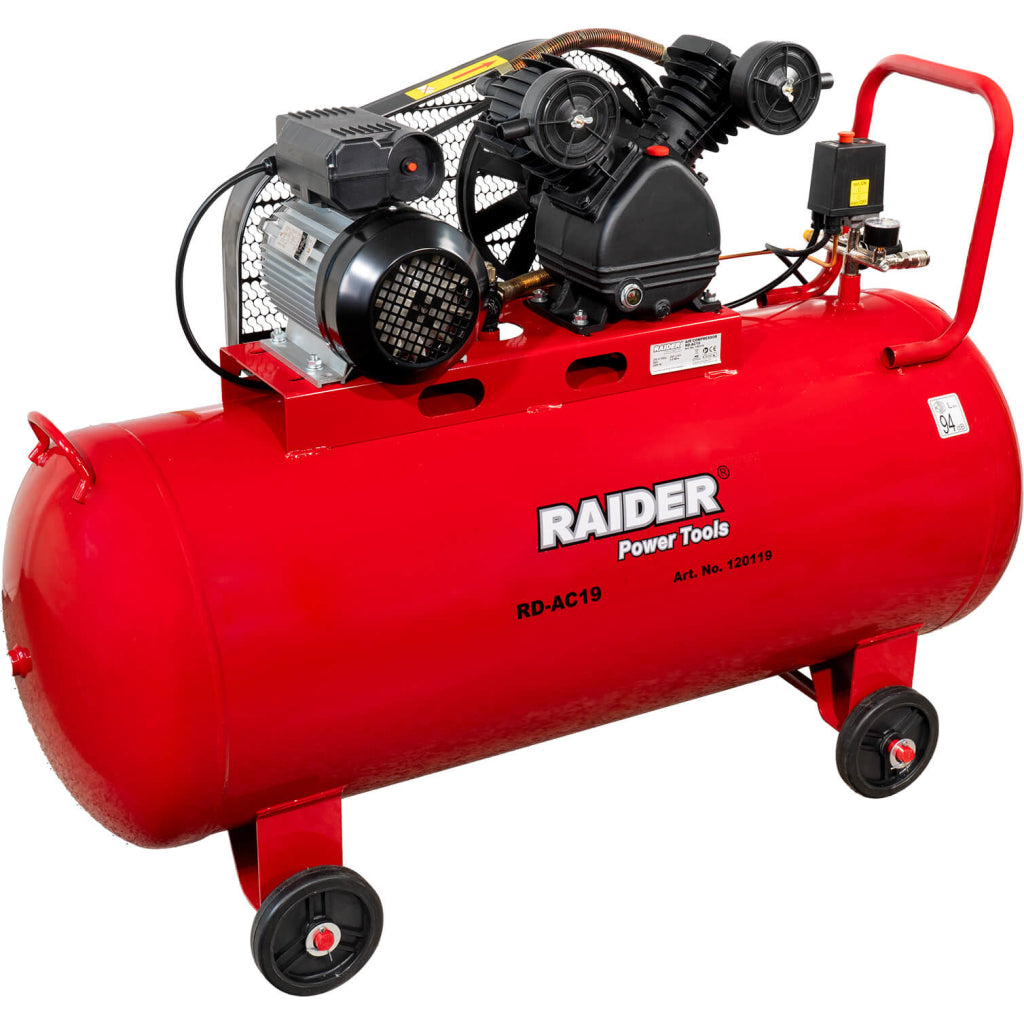 Компресор 200L 2.2kW 250L/min 2цил. ремък RAIDER RD-AC19 - снимка 2