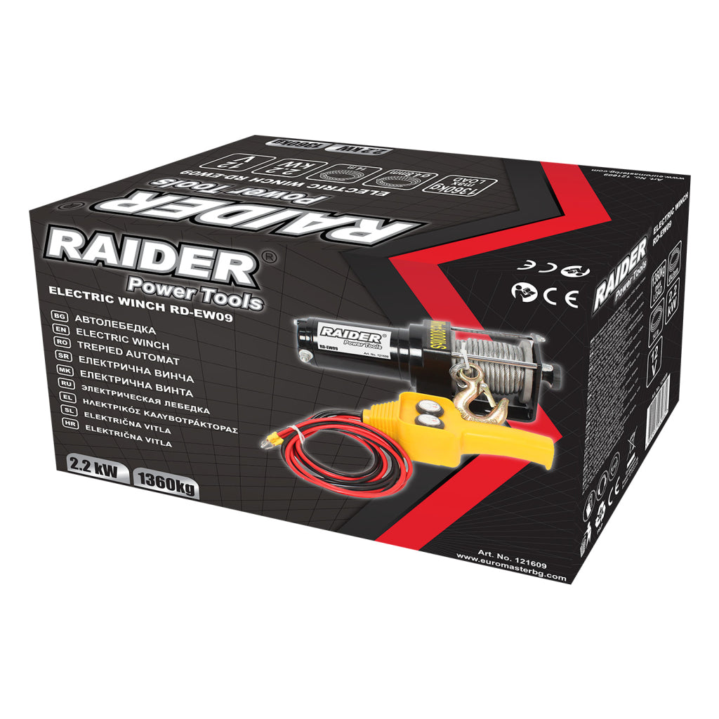 Автолебедка 12V 1360kg 3000lbs 2.2 kW Ø4.8mm 14m RAIDER RD-EW09 - снимка 2