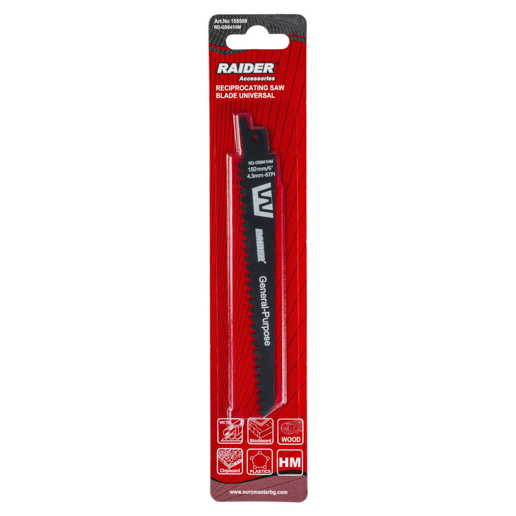 Нож за саблен трион универсален 150mm 4,3mm 6TPI RAIDER RD-GS641HM - снимка 2