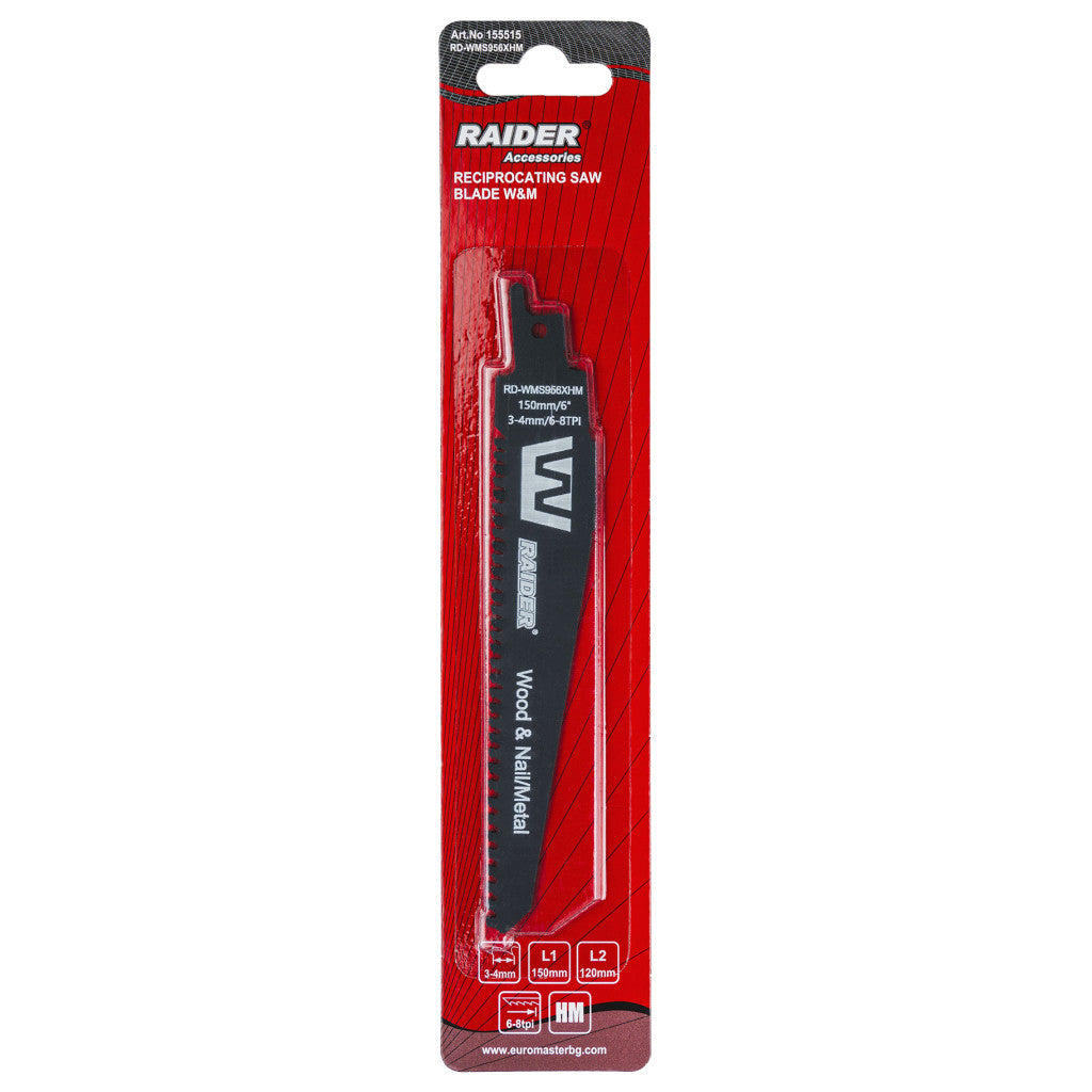 Нож за саблен трион W&M 150mm 3-4mm 6-8TPI RAIDER RD-WMS956XHM - снимка 2