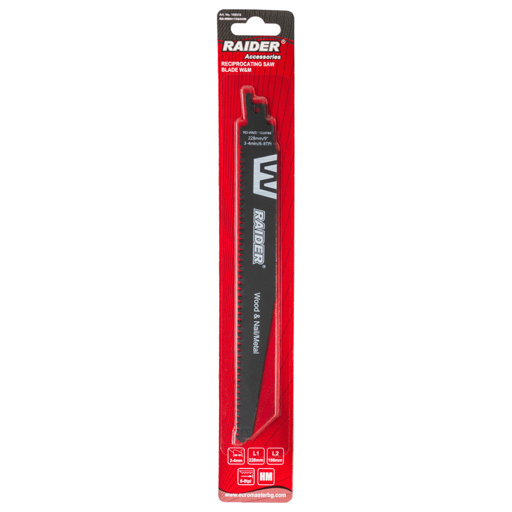 Нож за саблен трион W&M 228mm 3-4mm 6-8TPI RAIDER RD-WMS1156XHM - снимка 2