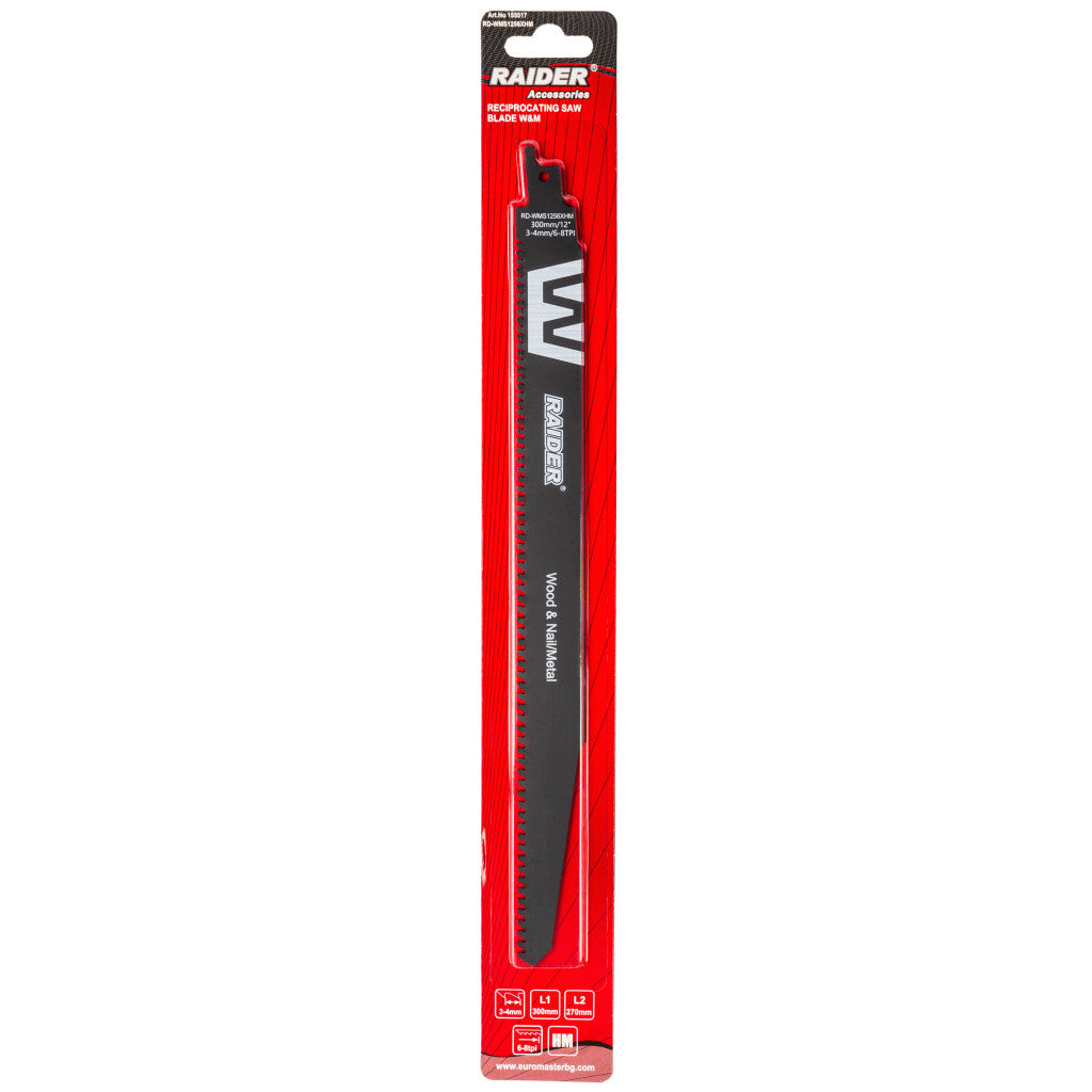 Нож за саблен трион W&M 300mm 3-4mm 6-8TPI RAIDER RD-WMS1256XHM - снимка 2