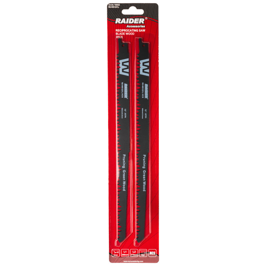 Нож за саблен трион за дърво 300mm 5mm 5TPI 2бр. RAIDER RD-WS1231L - снимка 2