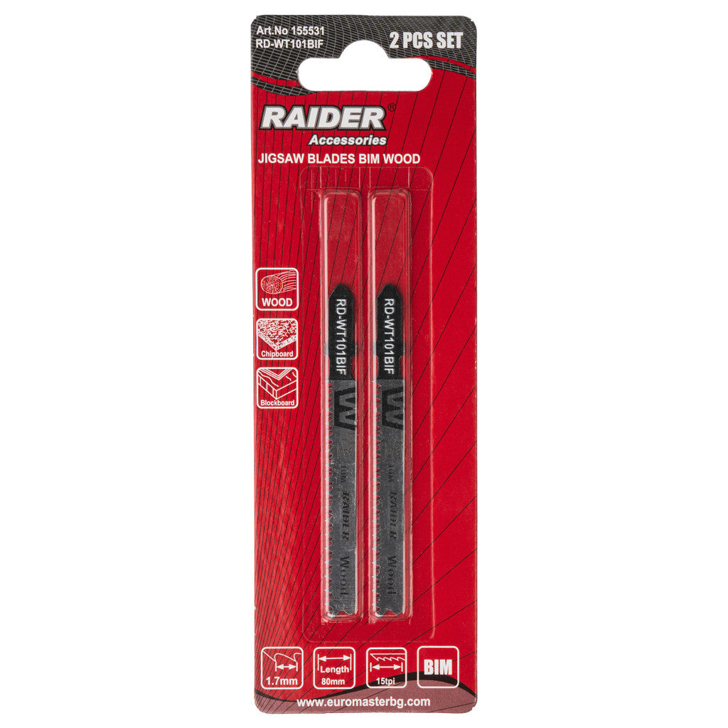 Нож за зеге BIM дърво 80mm 1.7mm 15TPI 2бр. RAIDER RD-WT101BIF - снимка 2
