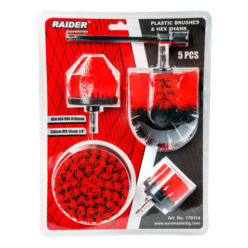 Четки за винтоверт Ø50 Ø64 Ø90 Ø100mm 150mm HEX1/4" 5бр. к-т - снимка 2