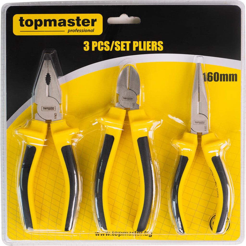 Клещи комб. резачки и дългоусти к-т 3бр CR-V Topmaster Professional - снимка 2