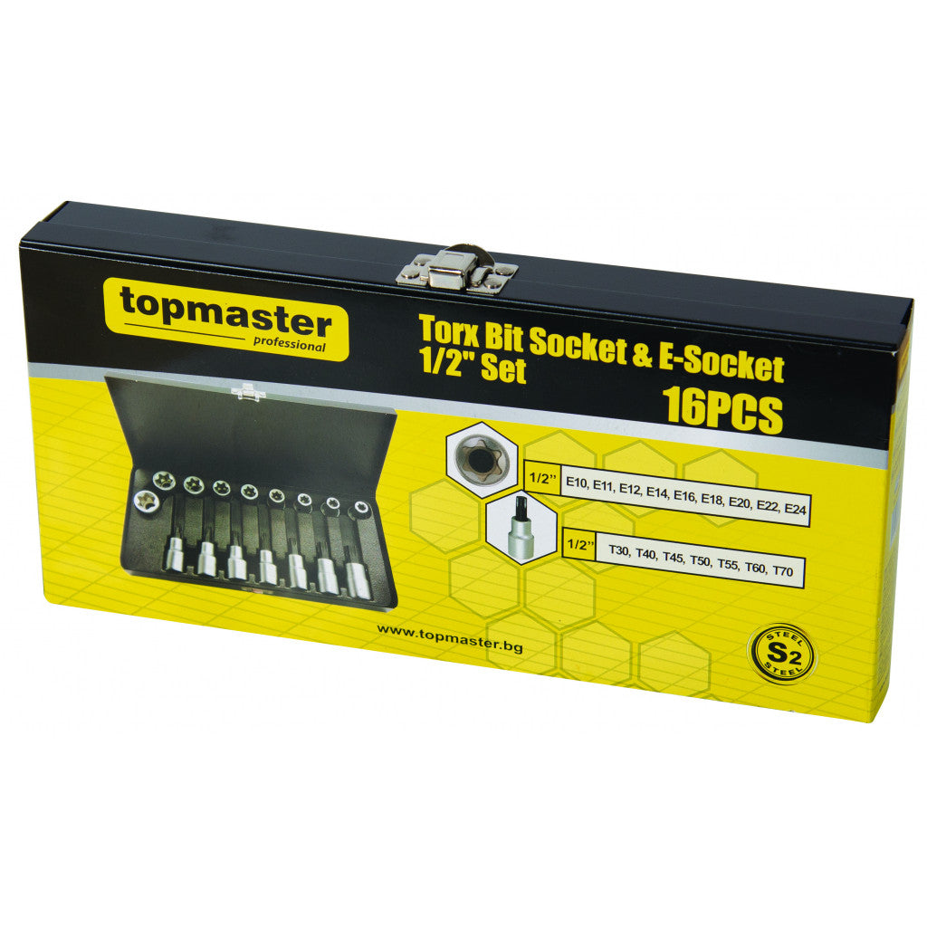 Вложки торкс 1/2" к-т 16бр CR-V Topmaster Professional - снимка 2