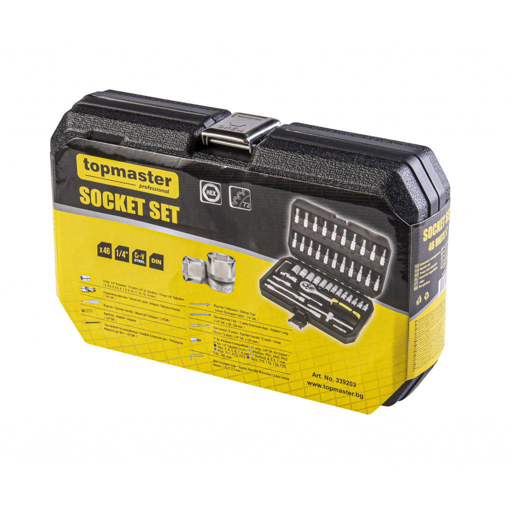 К-кт инструменти 46 части 1/4" CR-V първо поколение Topmaster Professional - снимка 2