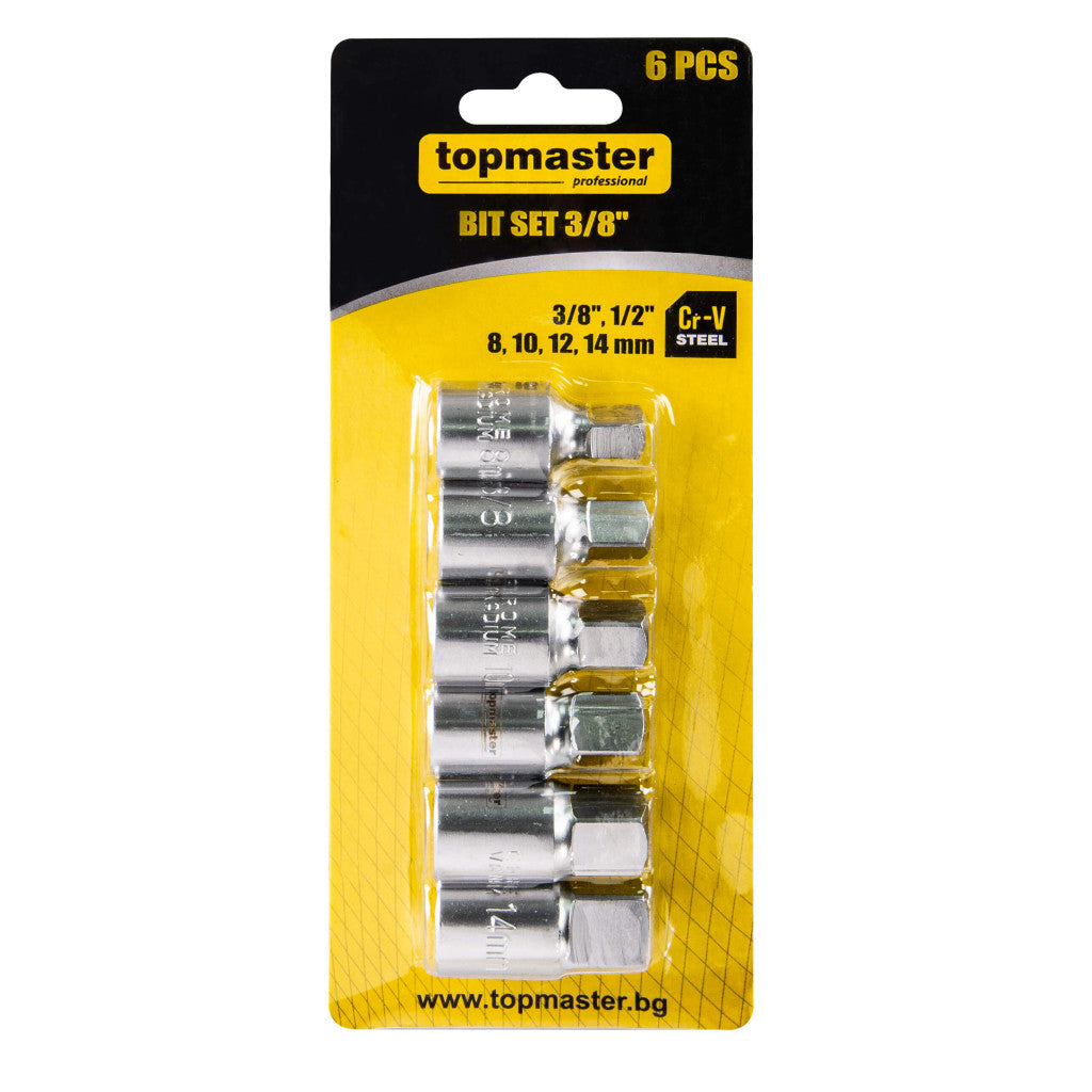 К-кт накрайници 3/8" за картер, 8,10,12,14мм,3/8",1/2" Topmaster Professional - снимка 2