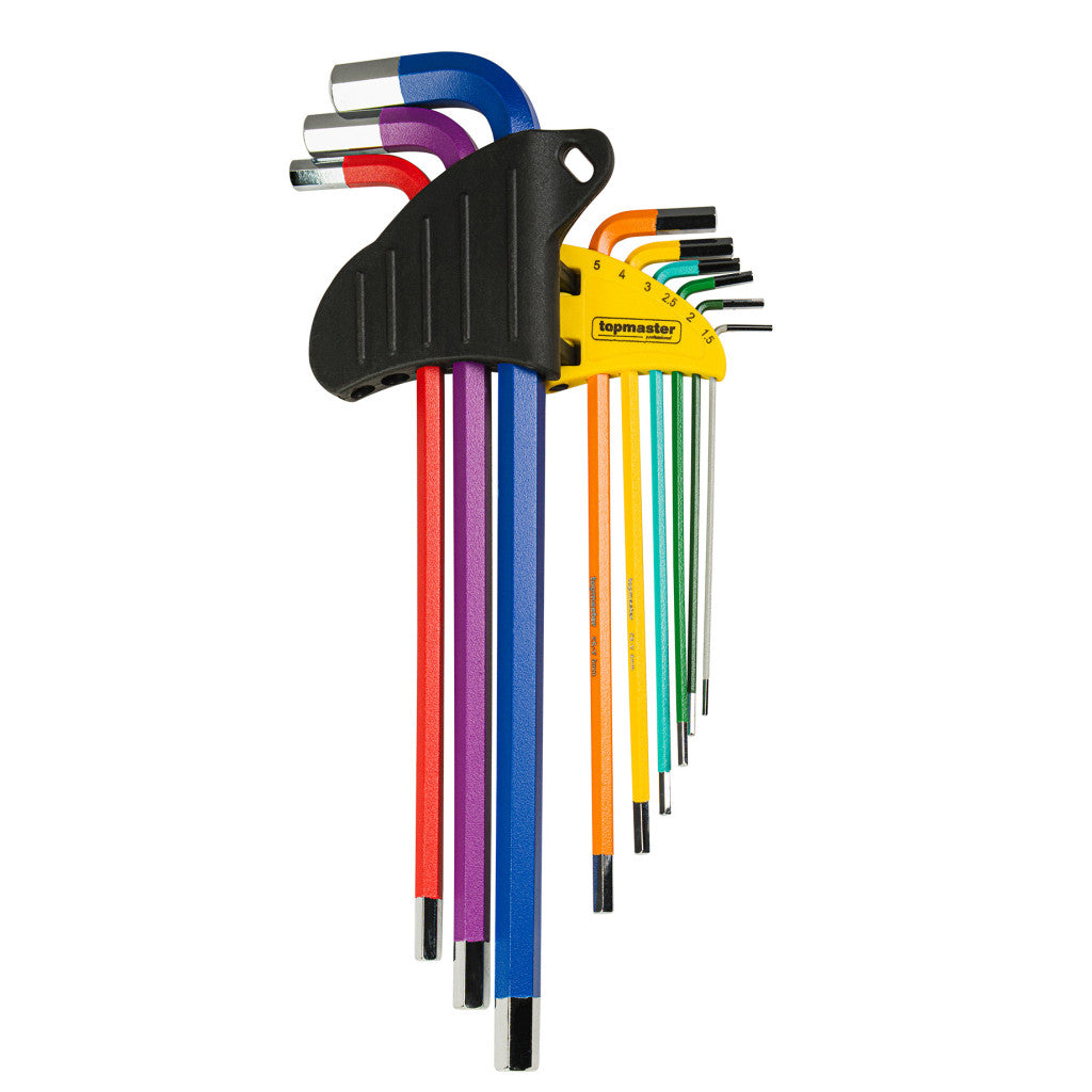Шестограми цветни 1.5-10mm к-т 9бр дълги CR-V Topmaster Professional - снимка 2