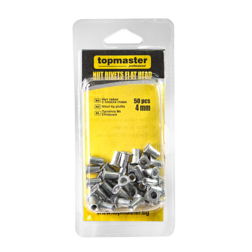 Нит гайки с плоска глава 4mm 50бр. Topmaster Professional - снимка 2