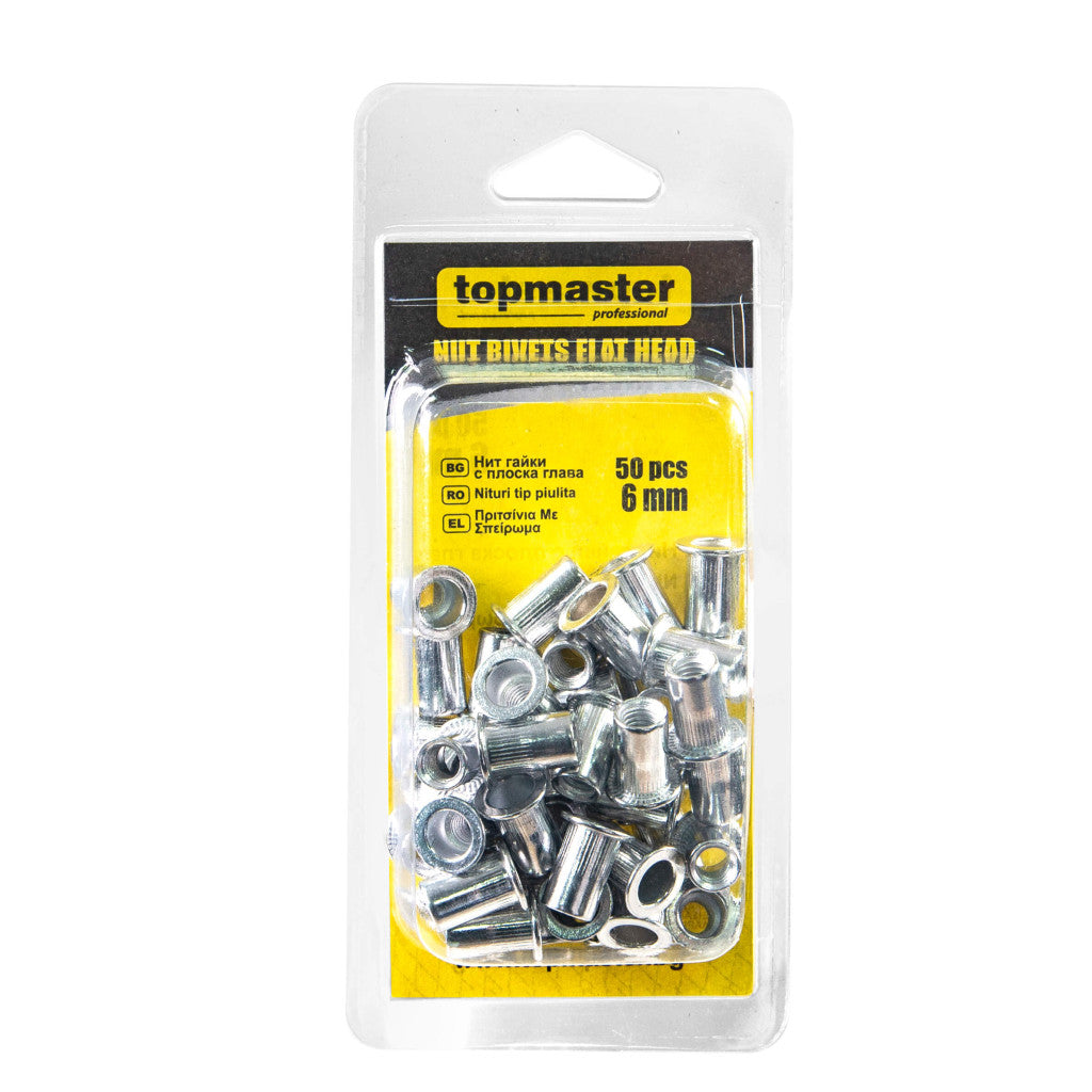 Нит гайки с плоска глава 6mm 50бр. Topmaster Professional - снимка 2