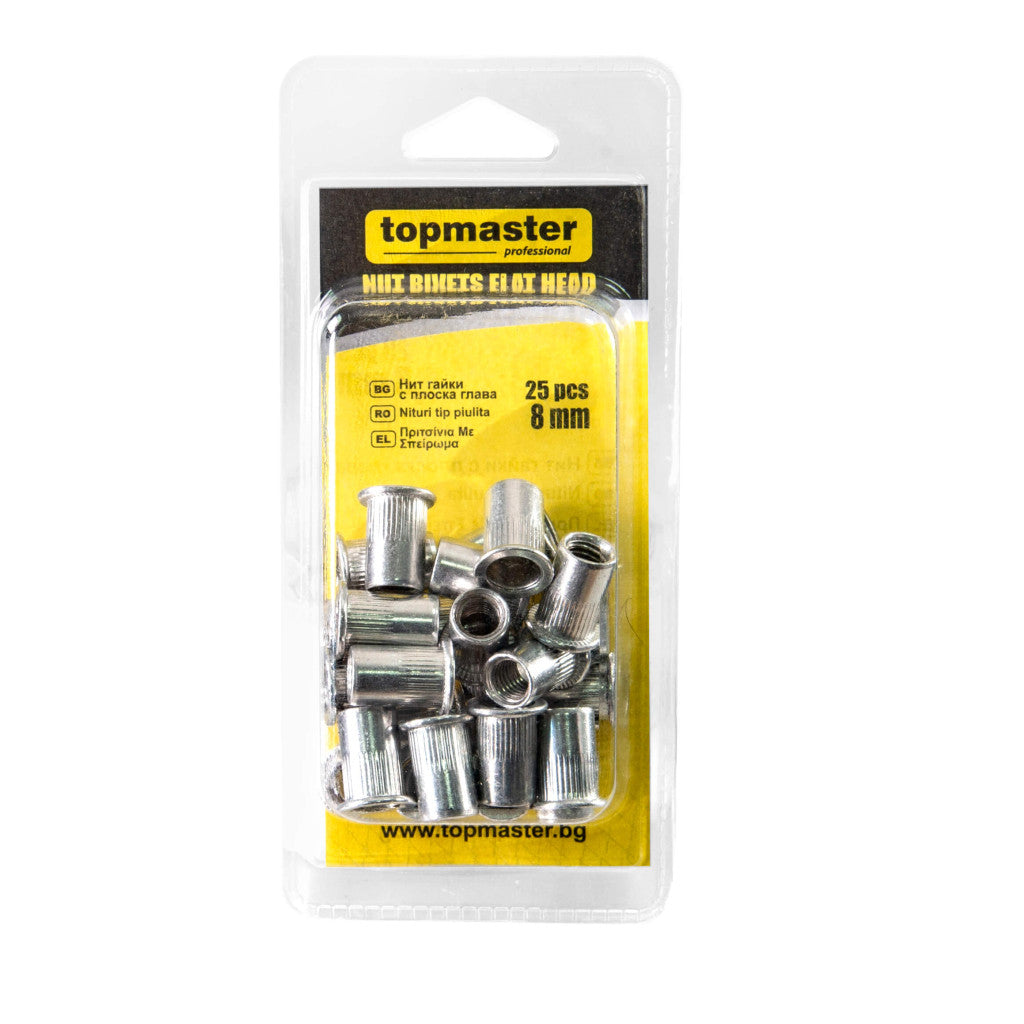 Нит гайки с плоска глава 8mm 25бр. Topmaster Professional - снимка 2