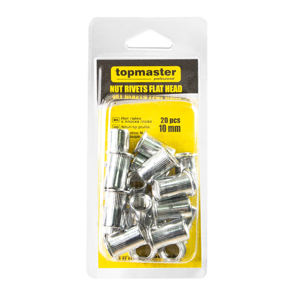 Нит гайки с плоска глава 10mm 20бр. Topmaster Professional - снимка 2
