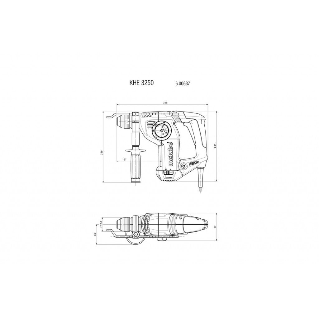 Перфоратор 800W 32mm SDS+ METABO KHE 3250 KOMBI - снимка 2