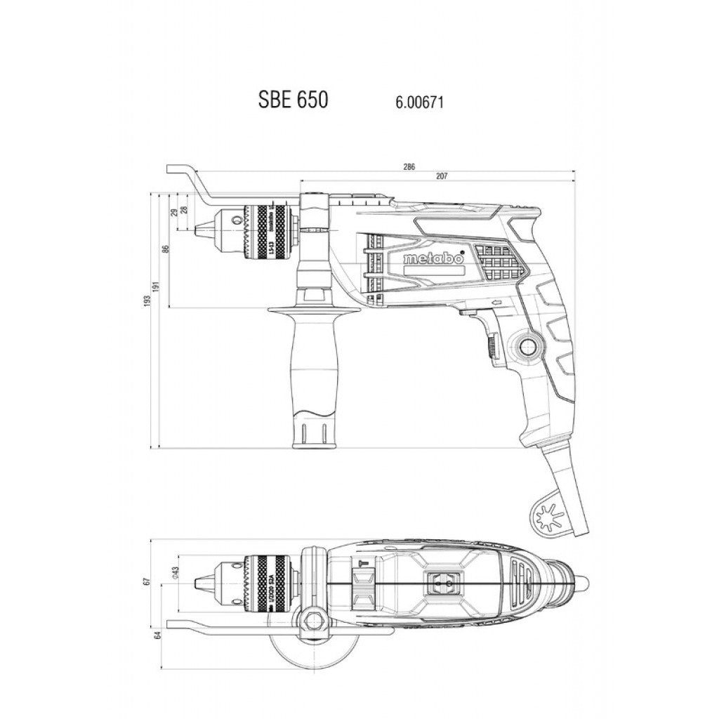 Бормашина ударна 650W METABO SBE 650 SSBF в куфар - снимка 2