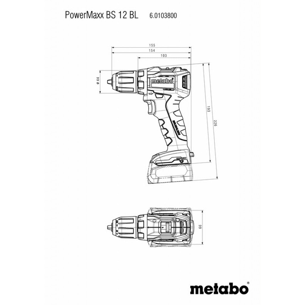 Винтоверт акум. 12V 45Nm METABO POWERMAXX BS 12 BL 2x2Ah - снимка 2