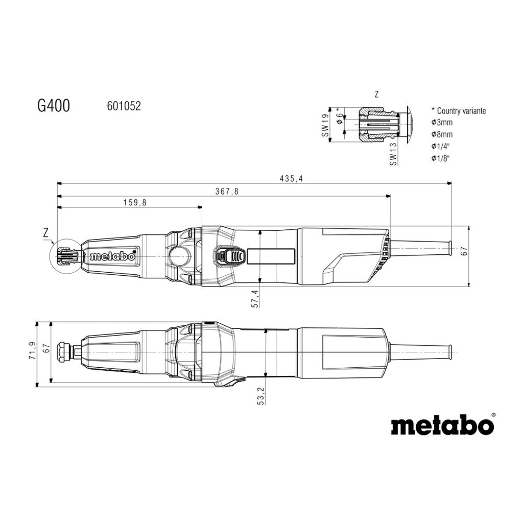 Шлайф прав ø6mm 380W 30000min-1 G 400 - снимка 2