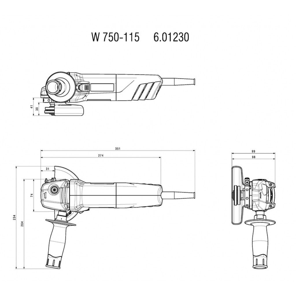 Ъглошлайф 115mm 750W METABO W 750-115 - снимка 2