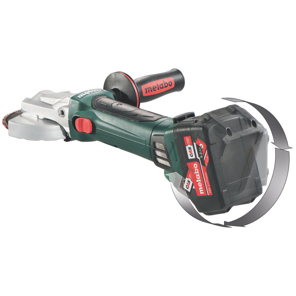 Ъглошлайф акум. с плоска глава METABO WF 18 LTX 125 Solo кут - снимка 2